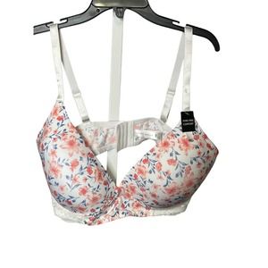 NEW Laura Ashley Bra 40D Floral White Pink Wireless Comfort Padded Intimates